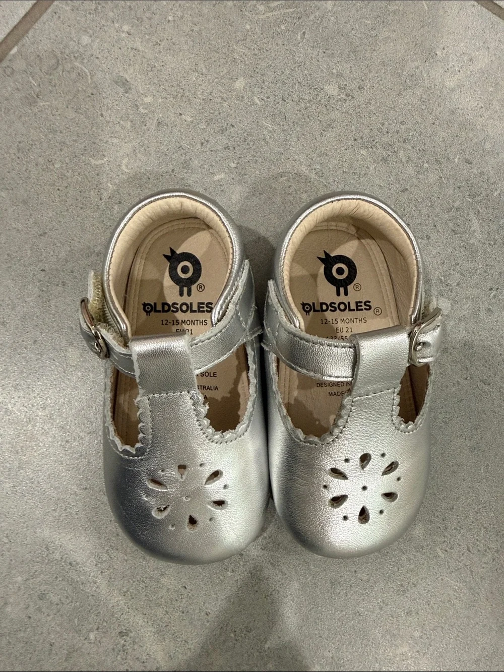 Old Soles Silver T-Strap Mary Jane Baby Shoes